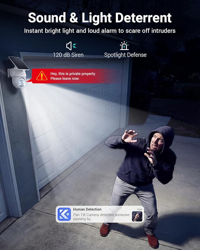 ANSQUE Security Cameras Wireless Outdoor Home System, 2 Camera Kit, No Subscription Fees, Solar Powered, Local Storage, 365-Day Battery Life, 360°PTZ Surveillance, Auto Tracking, 2K Color Night Vision