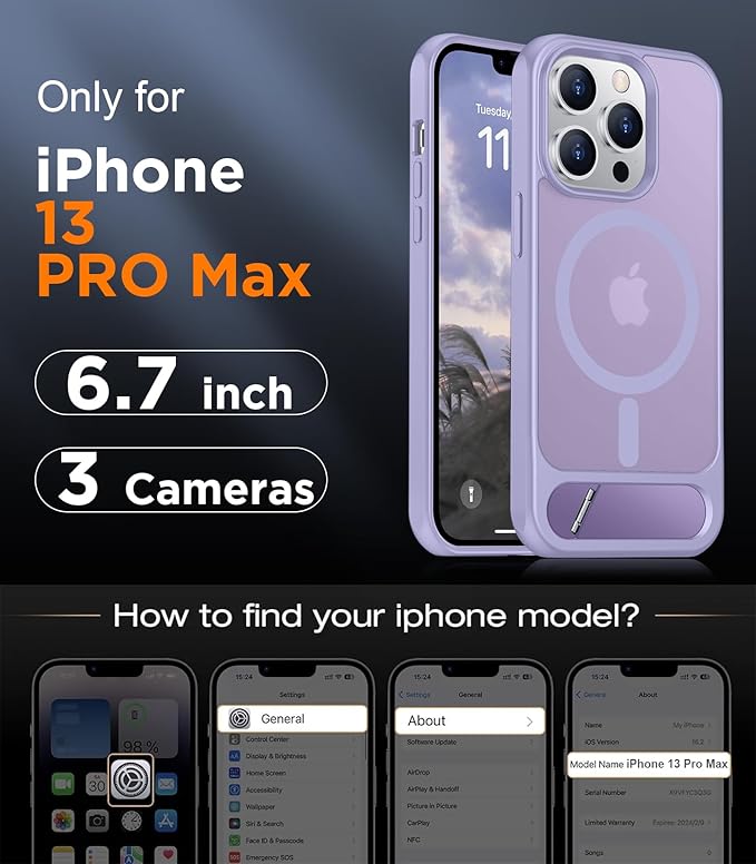 Magnetic Compatible with iPhone 13 Pro Max Case, [Built-in Invisible Kickstand][Compatible with MagSafe] [Military Grade Shockproof] Slim Translucent Matte Phone Case for iPhone 13 Pro Max 6.7"