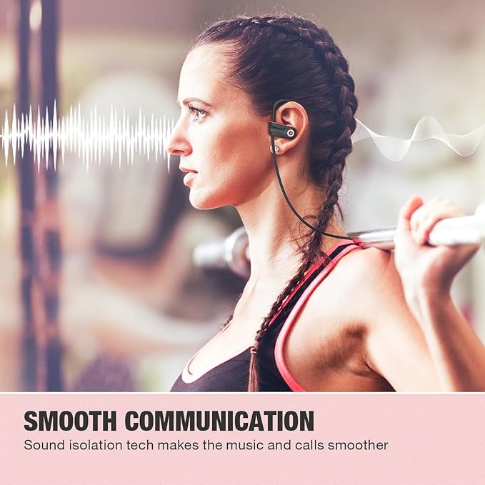 Boean Bluetooth Headphones, Wireless Earbuds with 16 Hours Bluetooth 5.3 Wireless Headphones HD Deep Bass Stereo IPX7 Waterproof Earphones for Sports Headset AI Music Generation