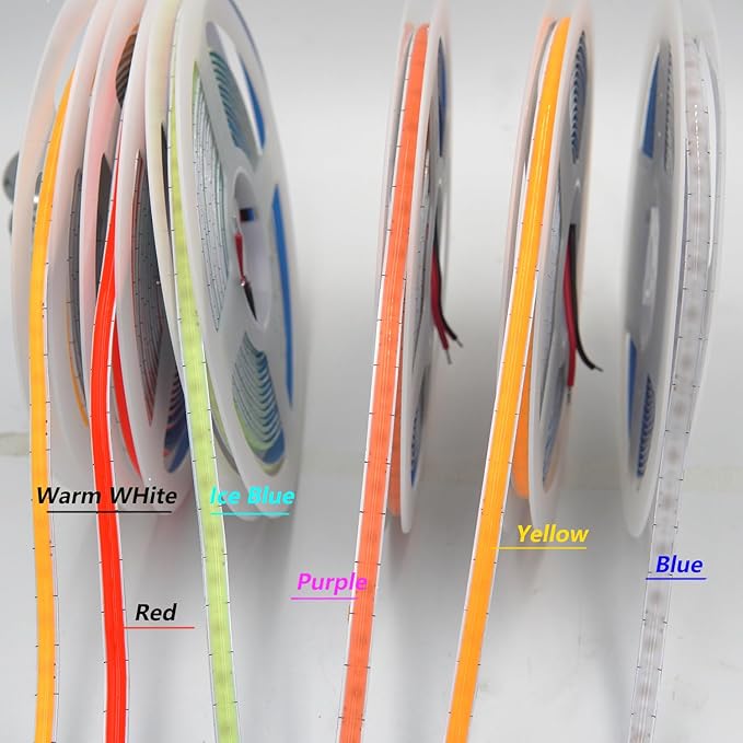 5mm COB LED Strip ,12V 400LEDs/m RA>90 High CRI LED Tape Light,Multiple color options, Cuttable Flexible,16.4FT 2000LEDs IP30 COB LED Light for Indoor House Kitchen Room Decor (Ice Blue)