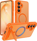 Magnetic for Samsung Galaxy S26+ Plus Case, [Compatible with MagSafe][Full Camera Protection][Built-in Invisible Kickstand] Translucent Matte Phone Case for S26 Plus 6.7" - Orange