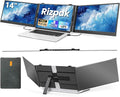 14" Triple Laptop Screen Extender, FHD 1080P IPS Ultra-Thin Portable Monitor, 2.2lbs Plug & Play USB-C/HDMI Travel Monitor for 13”-17” Laptops, Compatible with Windows, Mac, Android, Chrome