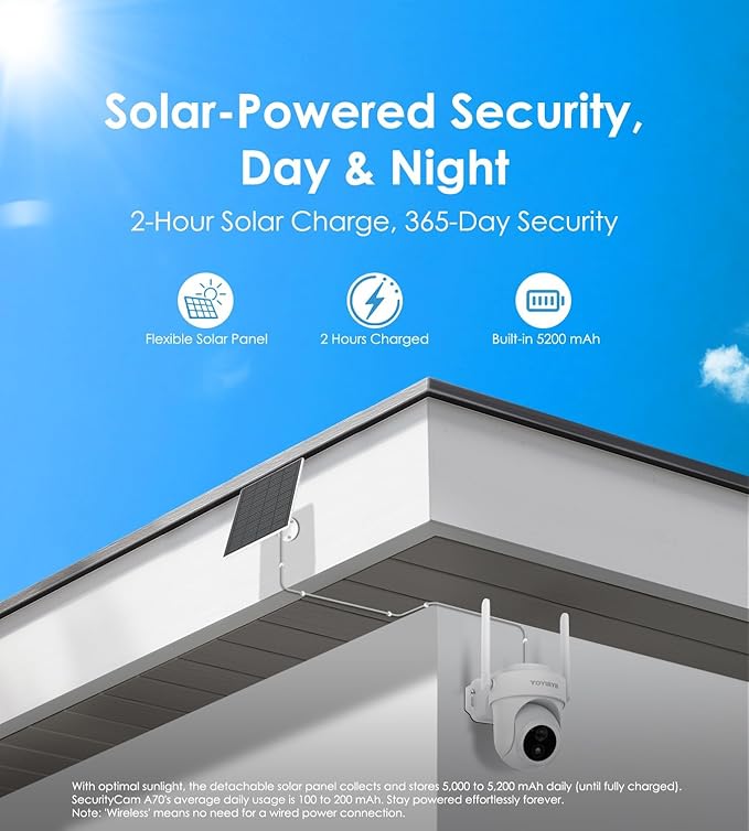 Security Cameras Wireless Outdoor, No Subscription, 4K Solar-Powered Home Security Cameras System with 360° Pan & Tilt, Color Night Vision, Auto Tracking, Easy Setup, 5G & 2.4G WiFi, 2 Cam-Kit