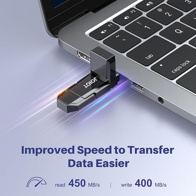 JOIOT USB C Flash Drive 128GB Up to 450MB/s Dual Type-C & USB-A USB 3.2 Solid State Drive USB-C Thumb Drive Compatible with iPhone 15/16 Series Smartphone Tablet Laptop Car Smart TV Game Console