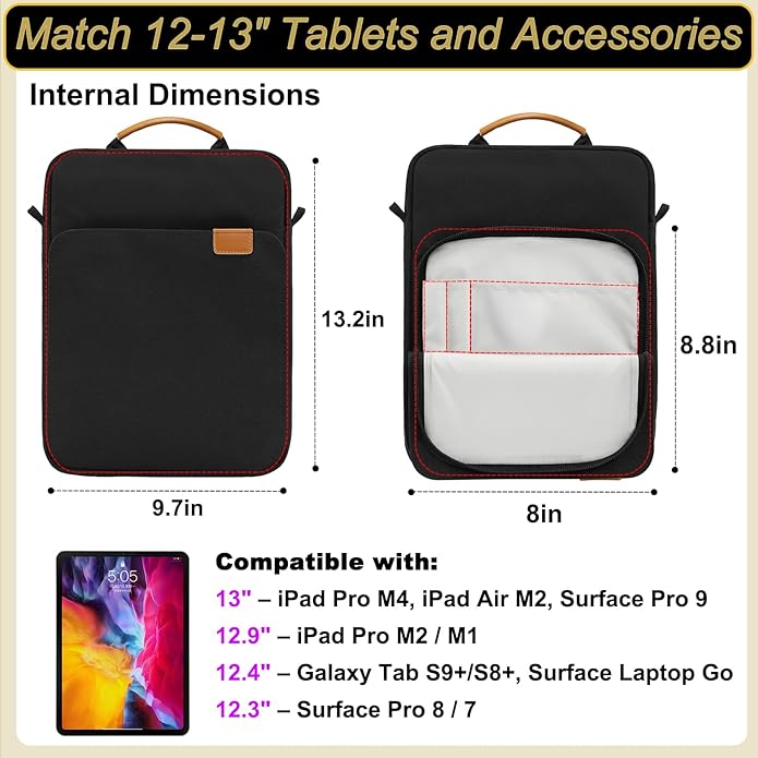 Tablet Shoulder Bag -Premium Padded Sleeve with Detachable Strap(Modular Compartment, Shockproof Design)