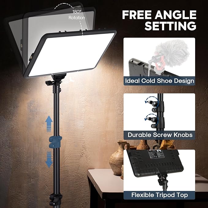2-Pack Photography Lighting Kit, NiceVeedi 25W LED Video Light Kit, 2900-7000K Dimmable Studio Light with Tripod Stand, 73" Stream Light for Video Recording