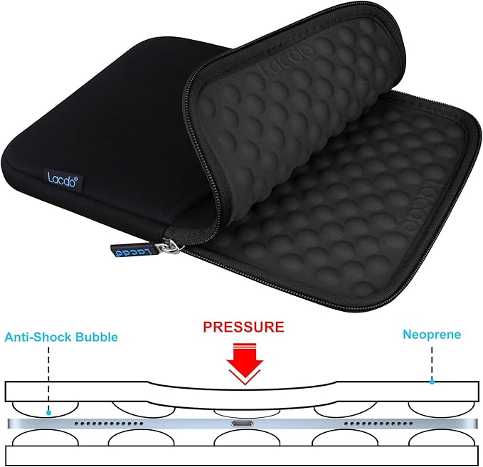 Lacdo Tablet Sleeve Case for 11 inch iPad A16 / 11 inch iPad Air M4 M3 M2 / 11" iPad Pro M5 M4 / 10.9" iPad /10.2" iPad /10.9" ipad Air / 11 Inch Samsung Galaxy Tab A9+ Bag, Fit Magic Keyboard, Black