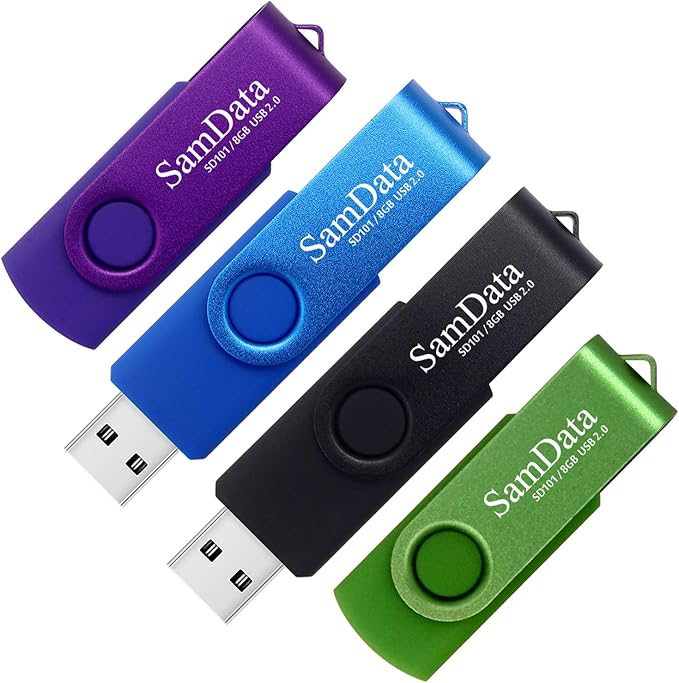 SamData 8GB USB Flash Drives 4 Pack 8GB Thumb Drives Memory Stick Jump Drive with LED Light for Storage and Backup (4 Colors: Black Blue Green Purple)