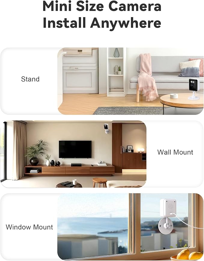 2K Cameras for Home Security, 2.4/5GHz Wi-Fi 6 Indoor Camera for Dog/Pet/Nanny/Baby with US Phone App, AI Text Recognition, Smart Search, Color Night Vision, Mini Cam 2 Way Talk, Human Detection