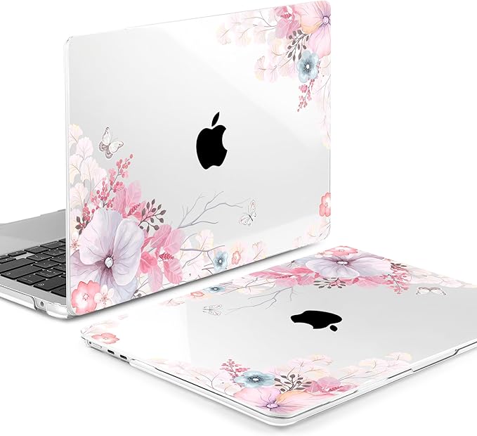 Batianda Premium Case for New MacBook Air 15 inch with M5 M4 M3 M2 Chip 2026 2025 2024 2023 Release, Designed Ultra-Slim Hardshell & Keyboard Cover & Screen Protector 4-in-1 Bundle, Lovely Flower