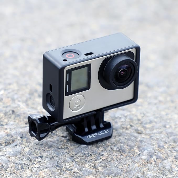 GEPULY Frame Mount Protective Housing Case with Bracket Accessories and Lens Cap for GoPro Hero 3, Hero3+, Hero 4 Black Silver Cameras