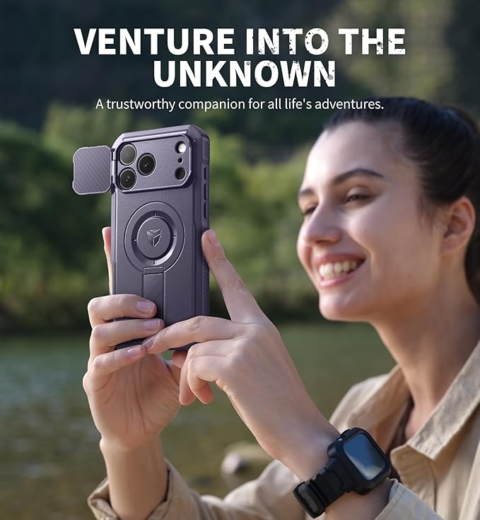 Dexnor for iPhone 17 Pro Max Case, [2 Front Frame & Built-in Flip Camera Cover & Kickstand], Compatible with MagSafe, Heavy-Duty Rugged Shockproof Case with Screen Protector, 6.9 inch Phantom Purple