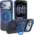 Strong Magnetic Case for iPhone 17 Pro(6.3", 2025) with Stand, Drop-Proof Bumper Cover with Contrast Color Border, Military-Grade Drop Protection, Shockproof Slim Thin Cover,Blue