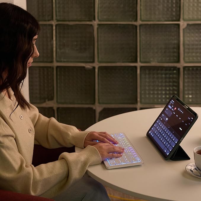 CLVX S Mac | Touch On Keys & Gestures AI Keyboard | Bluetooth & USB-C | Low Profile Silent Scissor Keys | Interactive RGB | Aluminum Chassis | Compatible with Mac/iPad/AppleTV/VisionPro