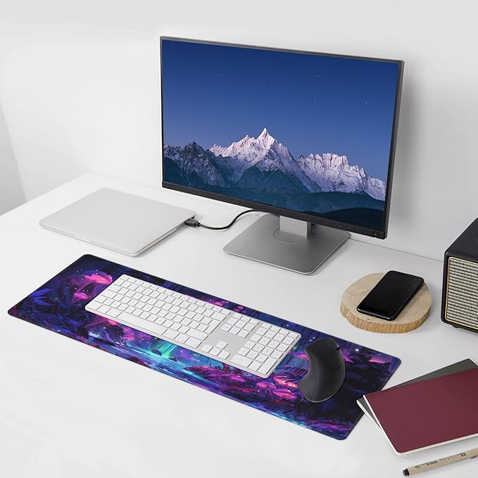 Mushroom Mouse Pad Extended Large Gaming Mouse Pad XL Stitched Edges for Gamer Home Office 31.5 X 11.8 Inch
