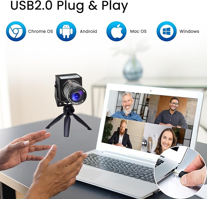 SVPRO 4K USB HDMI Camera Manual Zoom Webcam H.264 Close-ups Variable Focus External Computer Camera with USB and HDMI Dual Output for Laptop Tablet TV Monitor