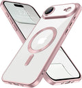 Hython Magnetic Clear for iPhone Air Case with Camera Lens Protector [Compatible with MagSafe] Luxury Plating Edge Slim Soft TPU Cover Protective Phone Case for iPhone Air 6.5", Matte Pink