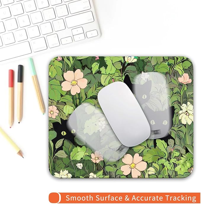 Square Mouse Pad Cute Cats,Personalized Premium-Textured Custom Mouse Mat Design,Washable Mousepad Lycra Cloth,Non-Slip Rubber Base Computer Mouse Pads for Wireless Mouse