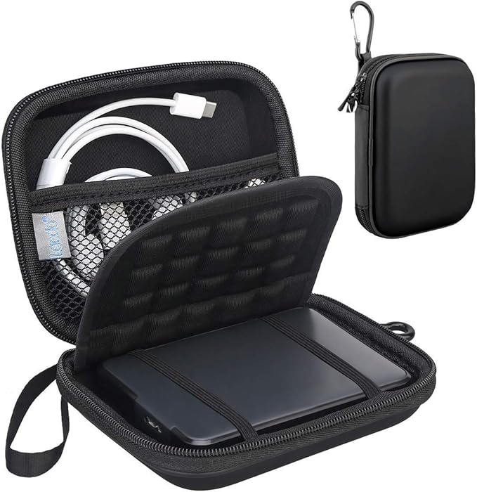 Lacdo Hard Drive Carrying Case for Western Digital WD Elements/WD My Passport/My Passport Ultra Portable External Hard Drive HDD 1TB 2TB 4TB 5TB 6TB USB 3.0 Protective Storage Travel Bag, Full Black
