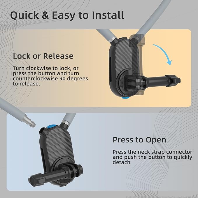 KINGJOY Action Camera Neck Mount, Flexible Silicone POV Neck Holder with Anti-Shake Chest Strap, Quick Release Magnetic Adapter Compatible with Hero 13/12, Action 5/4 & 360 Cameras for Vlogging