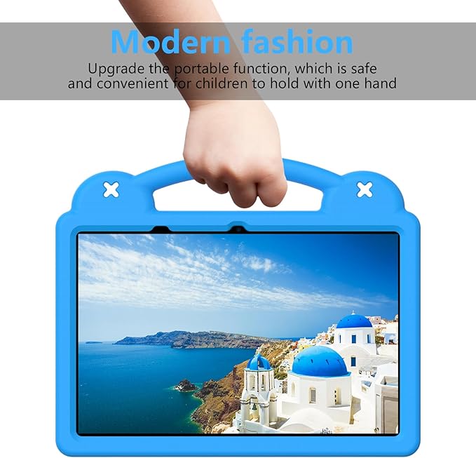 AKABEILA Compatible with Honor Pad 10 2025 12.1 inch Tablet Case, Kids Friendly Universal Lightweight Shockproof Protective Case with Shoulder Strap & Stand Handle Sky Blue