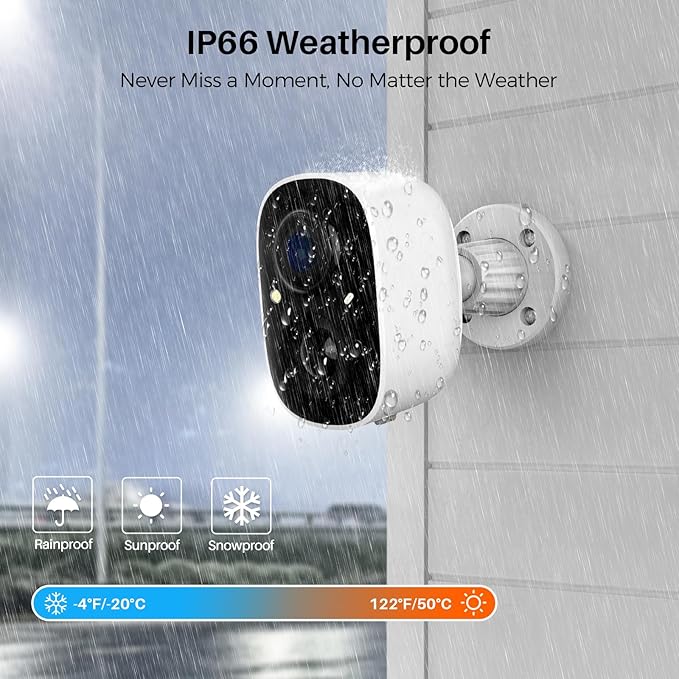 MaxiViz Security Cameras Wireless Outdoor (4 Pack), Battery Powered Cameras for Home Security with AI Motion Detection, 2K Color Night Vision, 2-Way Talk, IP66 Weatherproof, SD/Cloud Storage