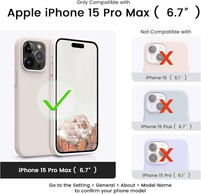 OTOFLY Compatible with iPhone 15 Pro Max Case,[Silky and Soft Touch Series] Premium Soft Liquid Silicone Rubber Full-Body Protective Bumper Case for iPhone 15 Pro Max (Stone)