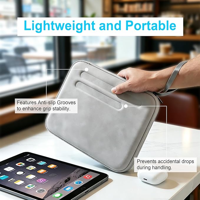 Lacdo Tablet Sleeve Case for 13 inch New iPad Air M4 M3 M2 2026-2024, 13 inch iPad Pro M5 M4 2025-2024, 12.9 inch iPad Pro 6 5 4 3, iPad Sleeve 13 inch Hard Shell Protective Tablet Carrying Case, Gray