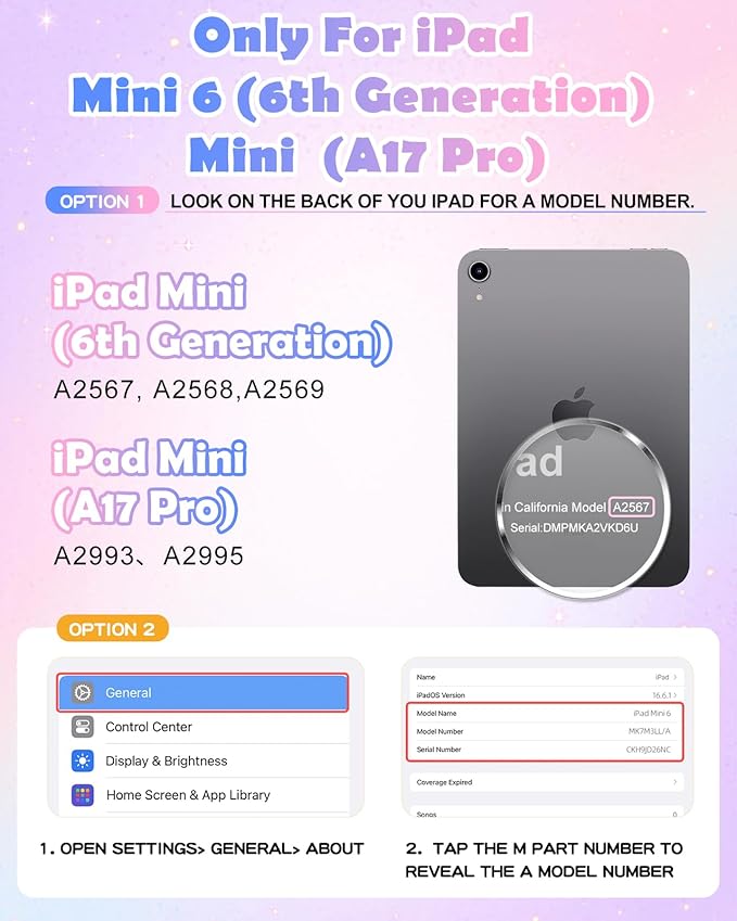 Uppuppy for iPad mini 7 A17 Pro Case 2024/ Mini 6 Case 8.3 Inch 2021 - Cute Girls Kawaii Cover Girly Teen with Rotating Stand & Strap Purple Soft Silicone Cases for iPad mini 7th/6th Generation Cases