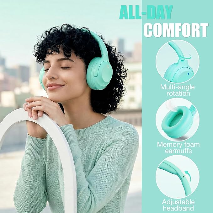 Upgraded Pro‑level Hybrid Active Noise Cancelling Headphones, HD Sound & Big Bass, 2X Softer Comfort, Long ANC Playtime, Wireless Over-Ear Bluetooth Headphones Perfect for Home Office/Travel/Pair