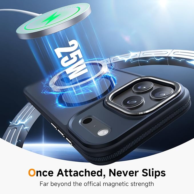 Magnetic 3 in 1 for iPhone 17 Pro Case, [Omni-Directional Protection] with 1x Screen Protector + 1x Camera Cover, [Seamless Work with Magsafe] Shockproof Slim Thin Matte Case for iPhone 17 Pro Black