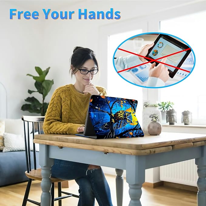 for Amazon Kindle Fire HD 10 (9th/7th/5th Generation, 2019/2017/2015 Release) 10.1" Tablet Case, Slim Kickstand Stand Leather Smart Cover with Auto Wake/Sleep, Dark Wolf Eagle