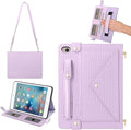 Handbag Case for iPad mini 5th 4th 3rd 2nd 1st Generation (Prior to 2019), Techcircle Elegant Crossbody Folio Stand Wallet Case with Pencil Holder, Card Slots, Hand Strap, Shoulder Strap, Lavender