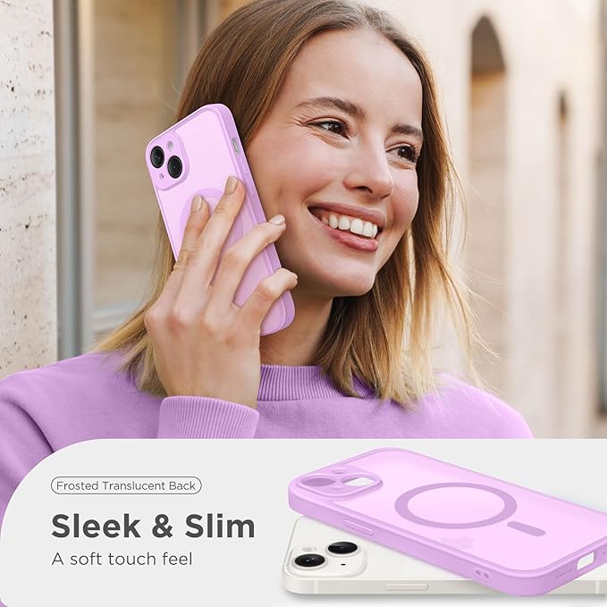 CAPRARO Magnetic for iPhone 14 Case, [Compatible with MagSafe] [Full Camera Protection] Shockproof Protective Slim Translucent Matte Phone Case for iPhone 14 6.1'', Roland Purple