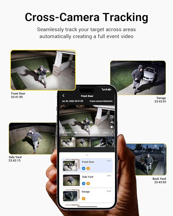 ANSQUE Security Cameras Wireless Outdoor Home System, 2 Camera Kit, No Subscription Fees, Solar Powered, Local Storage, 365-Day Battery Life, 360°PTZ Surveillance, Auto Tracking, 2K Color Night Vision