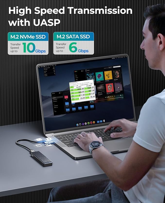 ORICO M.2 NVMe SATA SSD Enclosure, USB 3.1 Gen 2 (10 Gbps) to PCI-E 6Gbps NGFF M-Key / B+M Key SSD Case M.2 Reader Support UASP for Size 2230/2242/2260/2280 SSDs Diskless (M2PVM)