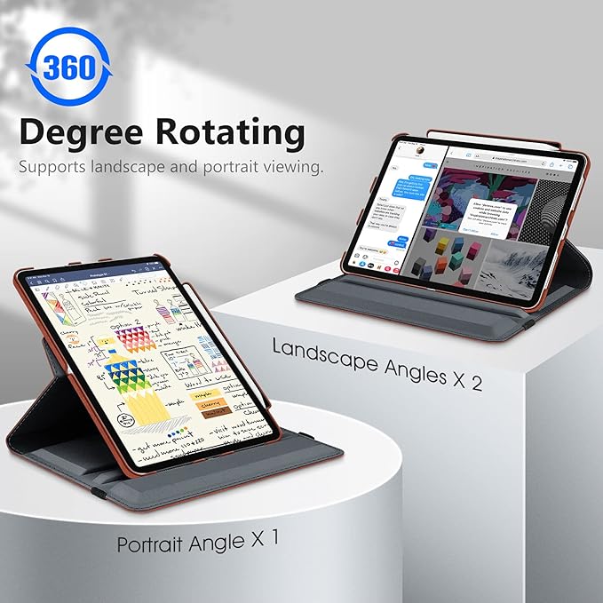 Fintie Rotating Case for iPad Pro 11-inch (4th / 3rd Generation) 2022/2021-360 Degree Swiveling Stand Cover w/Pencil Holder, Auto Sleep/Wake, Also Fit iPad Pro 11" 2nd/1st Gen, Vintage Brown