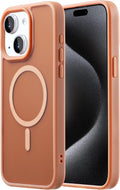 Tigowos for iPhone 15 Magnetic case Fits MagSafe 15FT Drop Resistant Skin Friendly Feeling Heavy Duty Shockproof Back Cover Fits iPhone 15 Phone Cases 6.1", Matte Brown