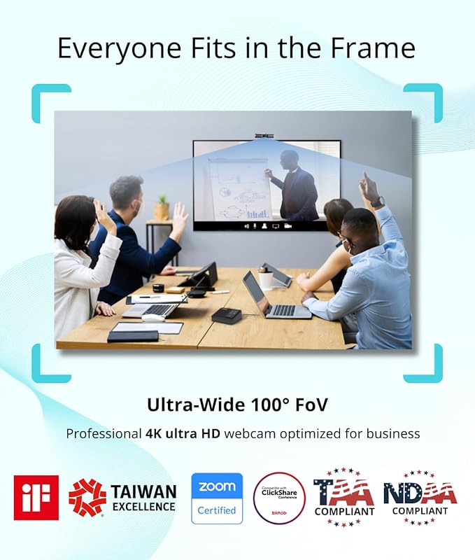 AVerMedia PW515 4K Ultra HD Business Webcam with Microphone for PC/Desktop/Laptop/Mac, with AI Auto Framing for Streaming, Meeting, Video Calls, Sony Sensor, Works with Teams, Zoom, Google Meet, OBS
