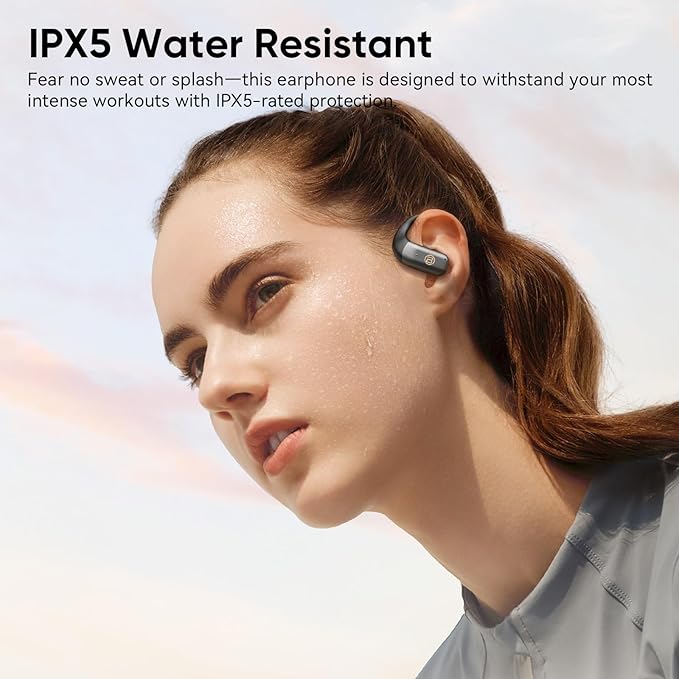 BUGANI Open Ear Headphones, Bluetooth 5.4 Wireless Earbuds with 60H Playtime, ENC Noise Cancelling Mic for Clear Calls, IPX5 Waterproof Sports Earphones for Running Workout Cycling
