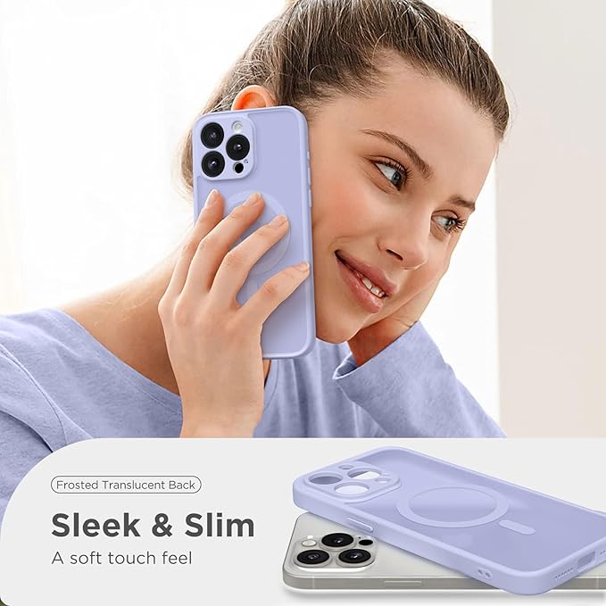 CAPRARO CAPRRO Magnetic for iPhone 13 Pro Max Case, [Compatible with MagSafe] [Full Camera Protection] Shockproof Protective Slim Translucent Matte Phone Case for iPhone 13 Pro Max 6.7'', Lilac