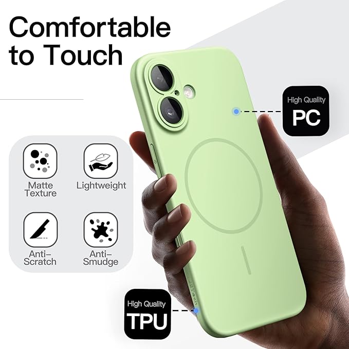 JETech Magnetic Slim Case for iPhone 17 6.3-Inch, Compatible with MagSafe, Ultra-Thin Lightweight Minimalist Phone Cover with Matte Finish and Full Camera Lens Protection (Sage)