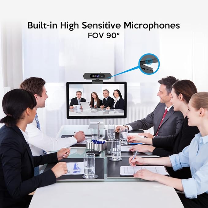 TOALLIN 1080P Webcam for Windows Hello Face Login, IR Facial Recognition, Windows Hello Compatible Webcam with Microphone, Computer Camera, Wide Angle View USB Web Camera with Privacy Cover