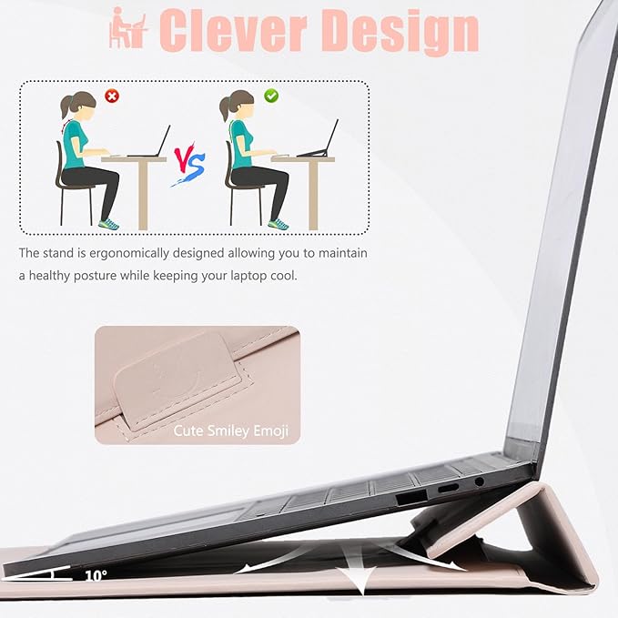 HYZUO 15-16 Inch Laptop Case Bag Sleeve with Stand Feature for MacBook Pro 16 M5/M4/M3/M2/M1 Pro/Max 2026-2019, XPS 15, MacBook Pro 15 2015-2012, Samsung Galaxy Book Flex 15, Apricot