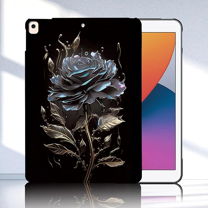 Dteck for iPad Air 3rd Generation Case 2019, iPad Pro 2017 Release Case 10.5-Inch, Soft Silicone Basic Tablet Case, Slim Fit Ultra Thin Lightweight Back Cover Case, Cute Cartoon TPU Case, Black Flower