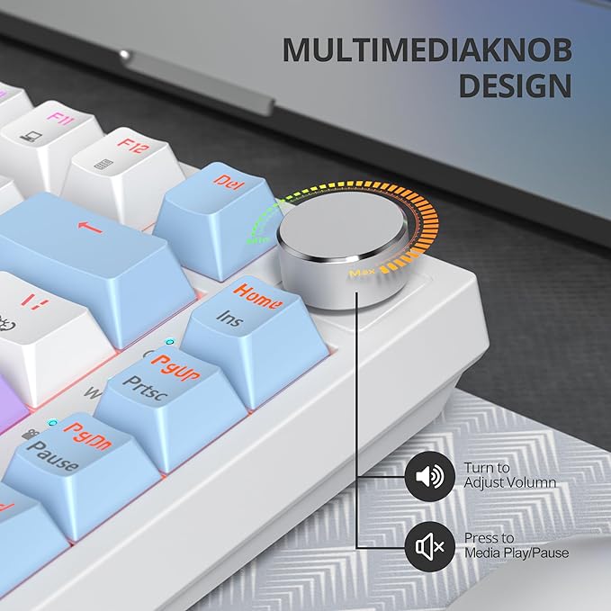 75% Purple Mechanical Gaming Keyboard with Hot Swap RGB and Gasket Mount - TKL Red Switch, 75 Percent, Creamy Mechanical Keyboard (82 Purple White)