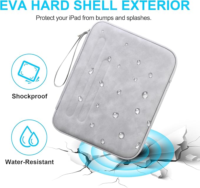 Lacdo Tablet Sleeve Case for 13 inch New iPad Air M4 M3 M2 2026-2024, 13 inch iPad Pro M5 M4 2025-2024, 12.9 inch iPad Pro 6 5 4 3, iPad Sleeve 13 inch Hard Shell Protective Tablet Carrying Case, Gray