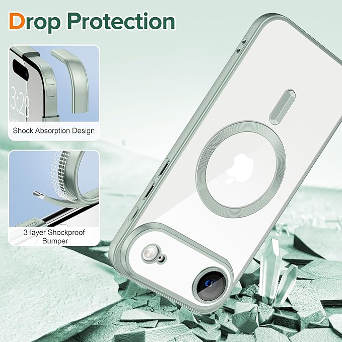 Hython Magnetic Clear for iPhone Air Case with Camera Lens Protector [Compatible with MagSafe] Luxury Plating Edge Slim Soft TPU Cover Protective Phone Case for iPhone Air 6.5", Matte Mint