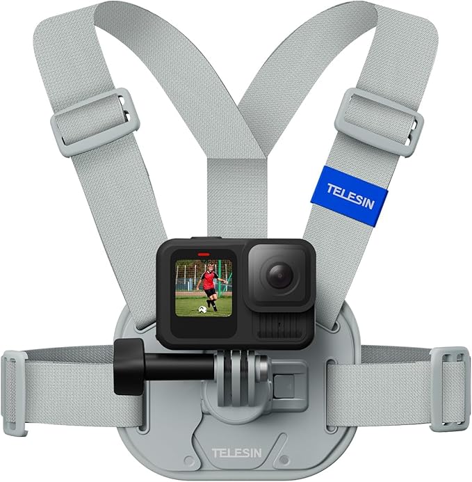 TELESIN Magnetic Chest Mount Quick Release Harness Strap Mount with Thick Cushion Compatible with Go Pro Hero 13 12 11 10, Insta360 X5, DJI Osmo Action 6 5 Pro Nano Action Cameras Comfort & Balance