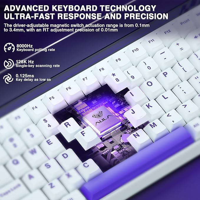 Aula Hero 84 HE - 75% Mechanical Gaming Keyboard Wired, Magnetic Switches Hot Swappable Hall Effect Keyboard, Rapid Trigger Mode 8000Hz Polling Rate, RGB Neon Light Box, Gamers Keyboards for PC/Mac